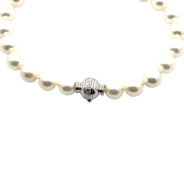 Estate Mikimoto Japanese Akoya Pearl and 18K White Gold Bracelet