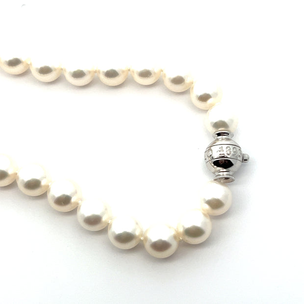Estate Mikimoto Japanese Akoya Pearl and 18K White Gold Bracelet