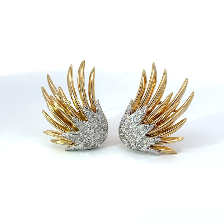 Diamond and 14K Gold Flame Earrings