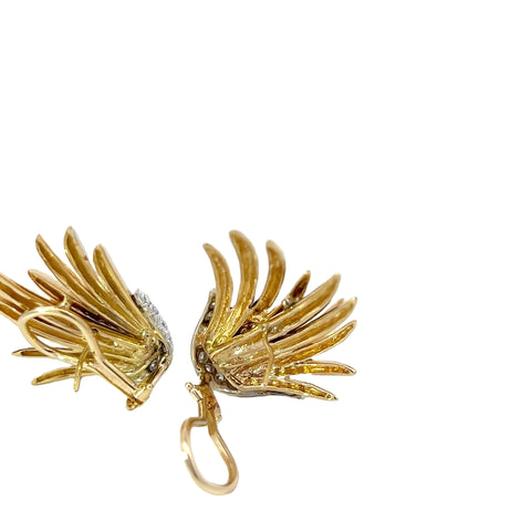 Diamond and 14K Gold Flame Earrings