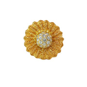 Vintage 18K Yellow Gold and Diamond Basketweave Ring
