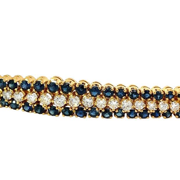 Sapphire, Diamond and 18K Yellow Gold Bracelet