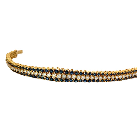 Sapphire, Diamond and 18K Yellow Gold Bracelet
