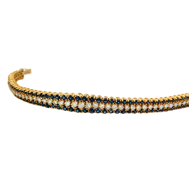 Sapphire, Diamond and 18K Yellow Gold Bracelet