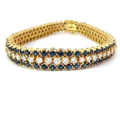 Sapphire, Diamond and 18K Yellow Gold Bracelet