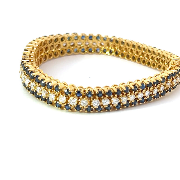 Sapphire, Diamond and 18K Yellow Gold Bracelet