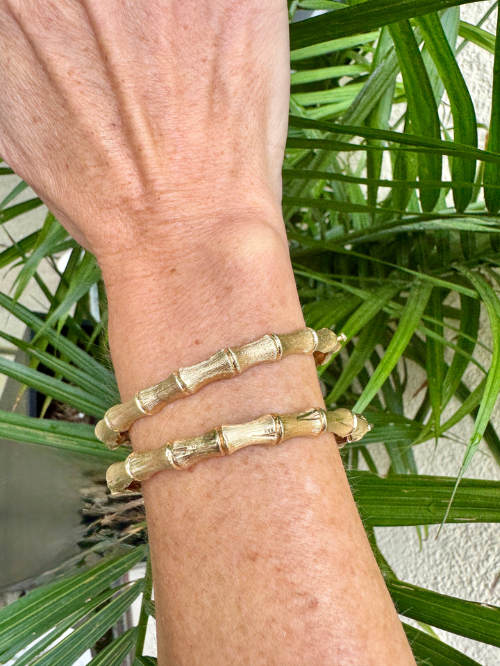 Vintage 14K Yellow Gold Bamboo Style Bangle