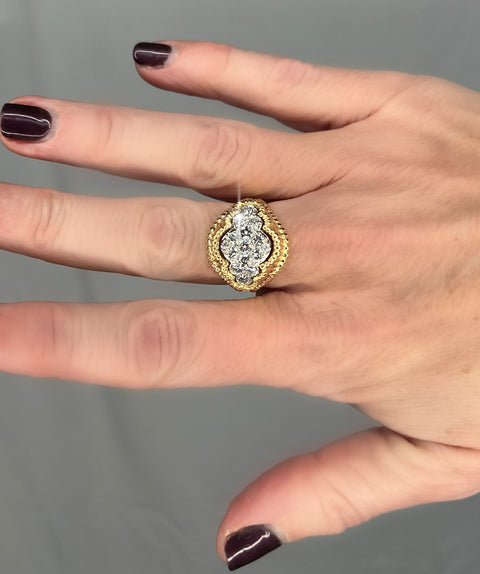 18K Yellow Gold and Diamond Statement Ring