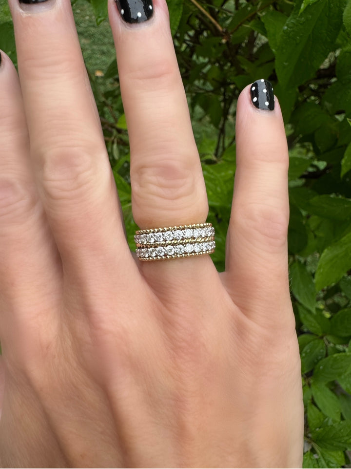 Two Row Estate 14K Gold and Diamond  Ring