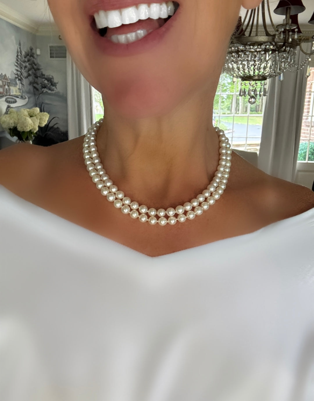 Vintage Two Strand Japanese Akoya Pearl Necklace