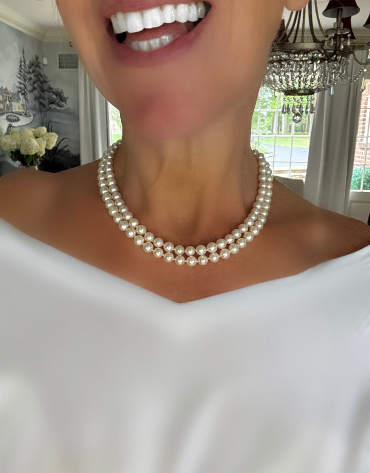 Vintage Two Strand Japanese Akoya Pearl Necklace