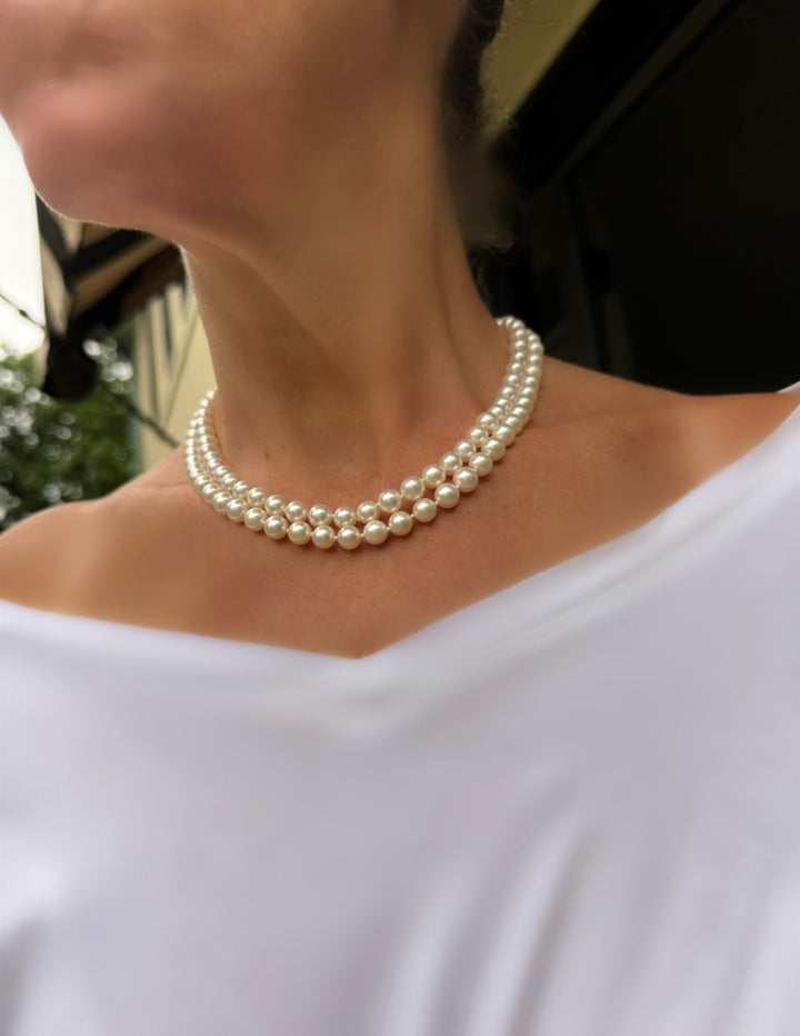 Vintage Two Strand Japanese Akoya Pearl Necklace