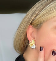 Diamond and 14K Gold Flame Earrings