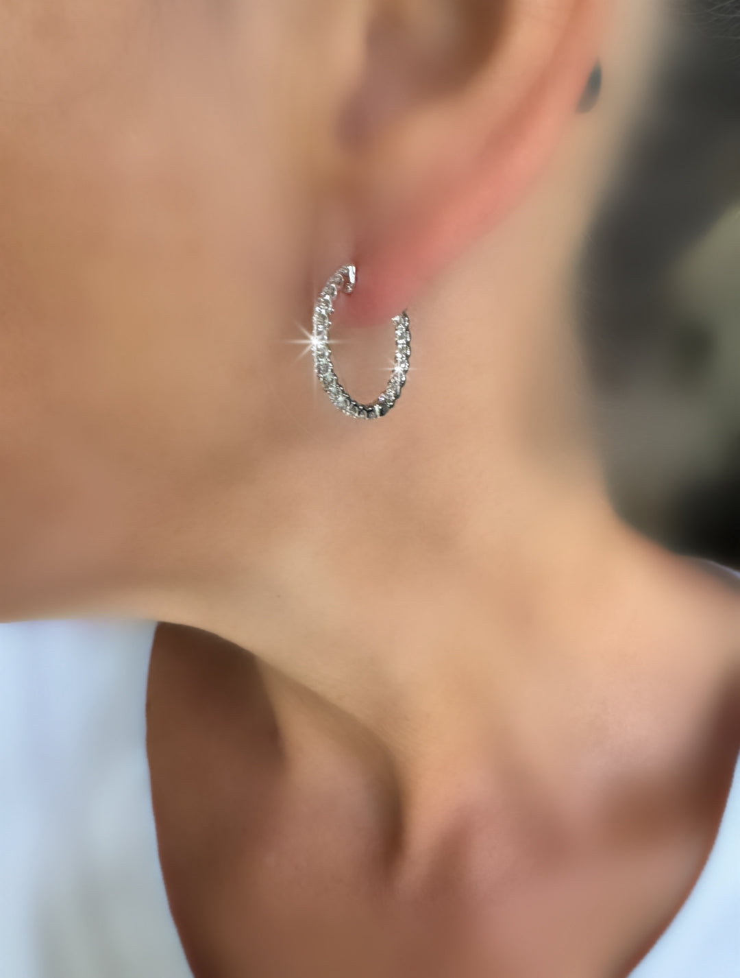 Inside/Outside Diamond and 14K White Gold Hoop Earrings