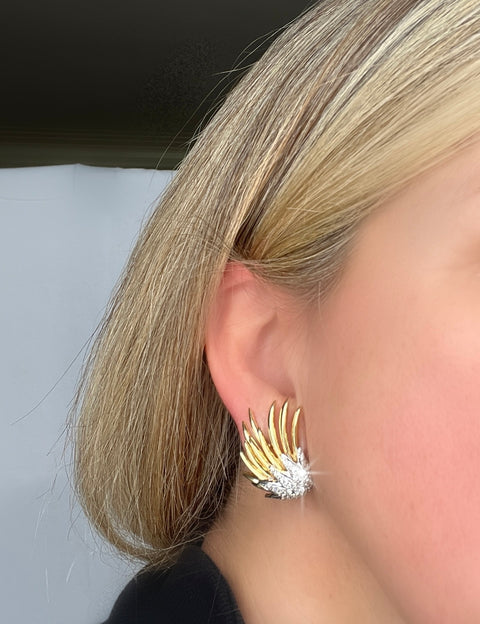 Diamond and 14K Gold Flame Earrings