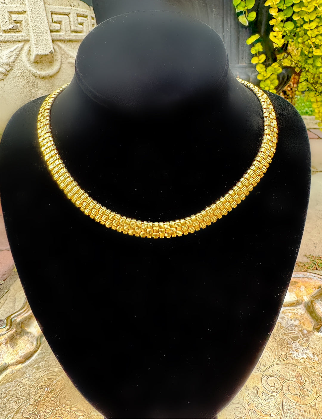 Roberto Coin Appassionata Basket Weave 18K Yellow Gold and Diamond Necklace