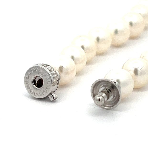 Estate Mikimoto Japanese Akoya Pearl and 18K White Gold Bracelet