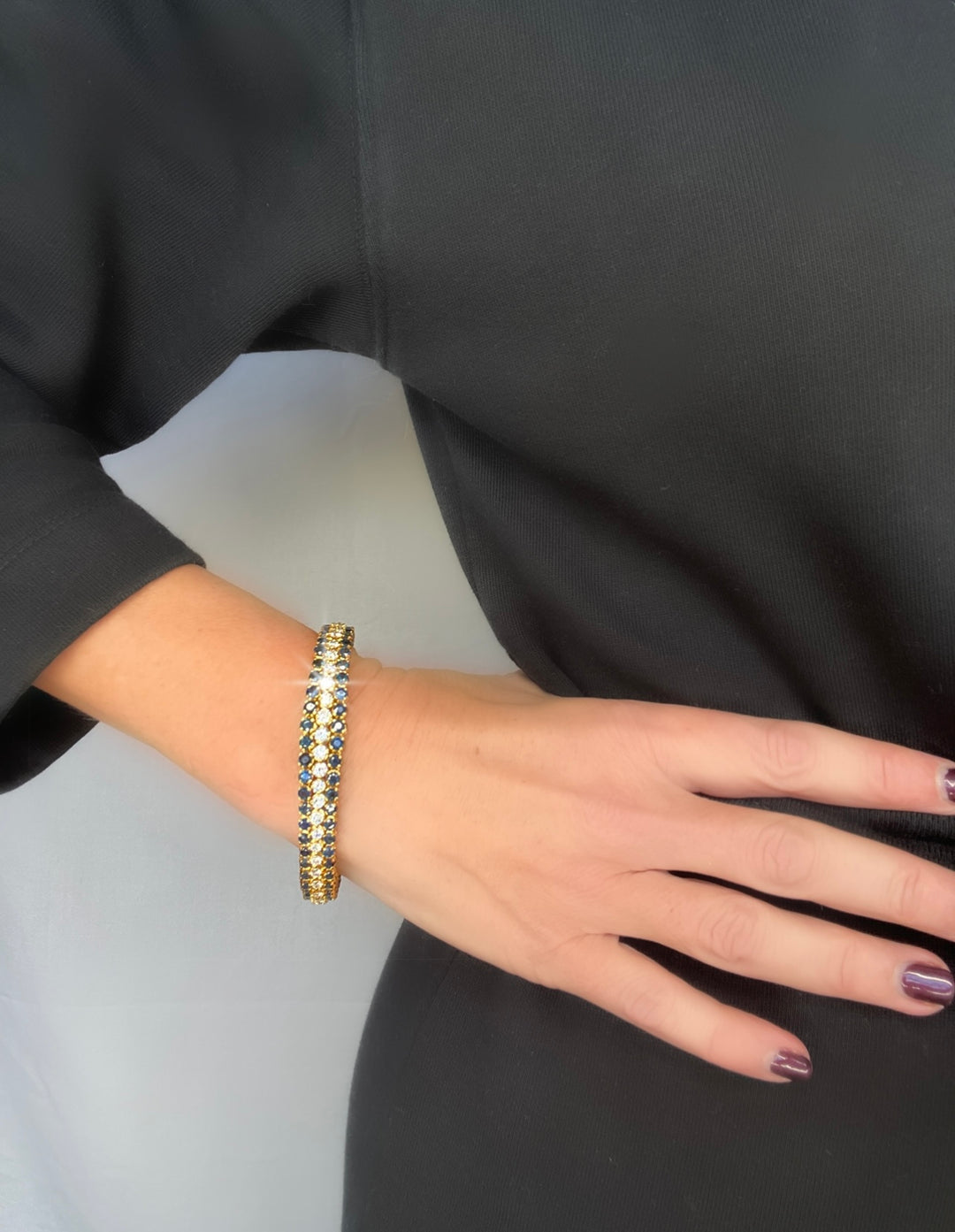 Sapphire, Diamond and 18K Yellow Gold Bracelet