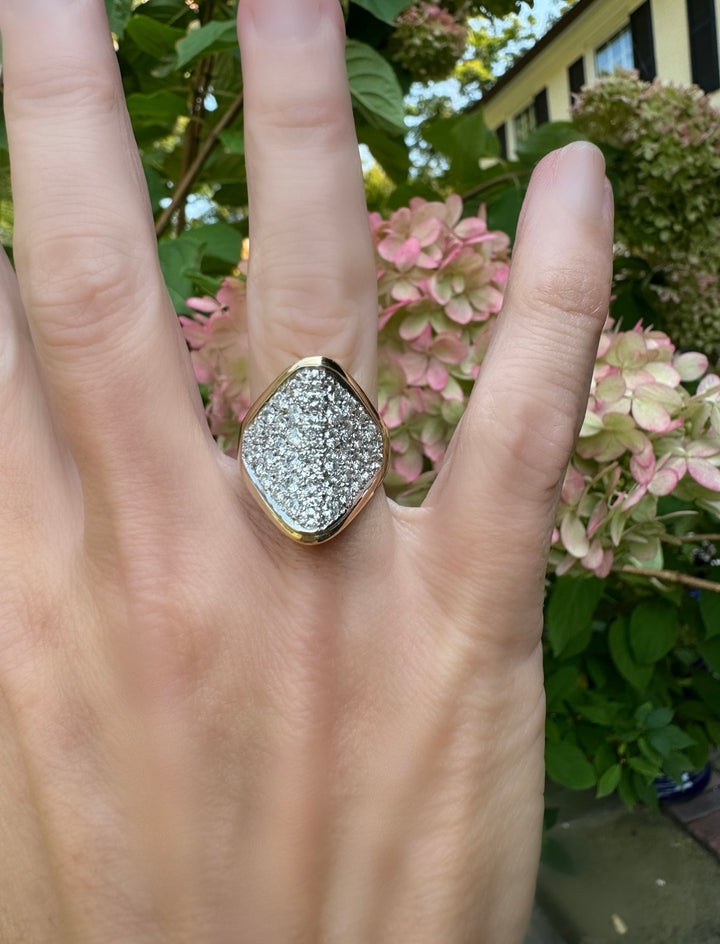 Natural Diamond and 14K Yellow Gold Estate Cocktail Ring