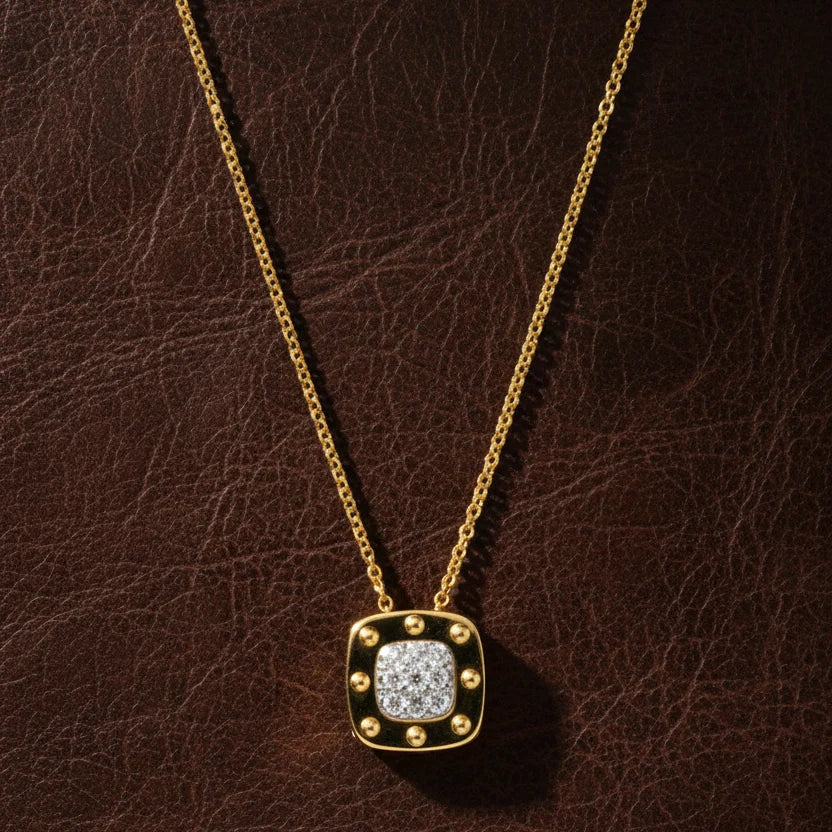 Designer Roberto Coin "Pois Moi" Diamond 18K White and Yellow Necklace