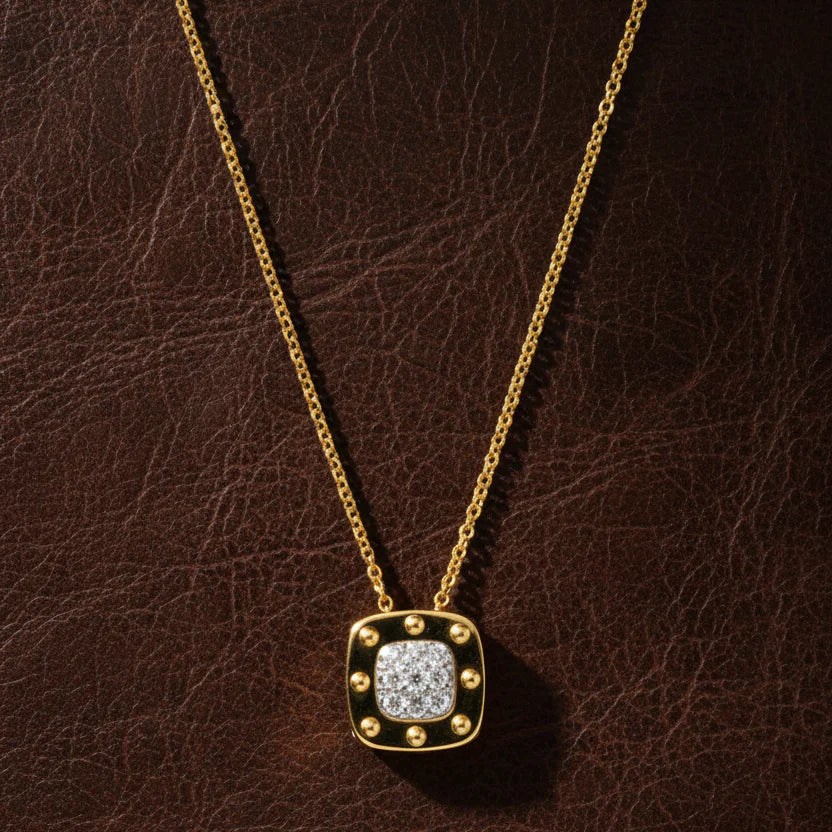 Designer Roberto Coin "Pois Moi" Diamond 18K White and Yellow Necklace