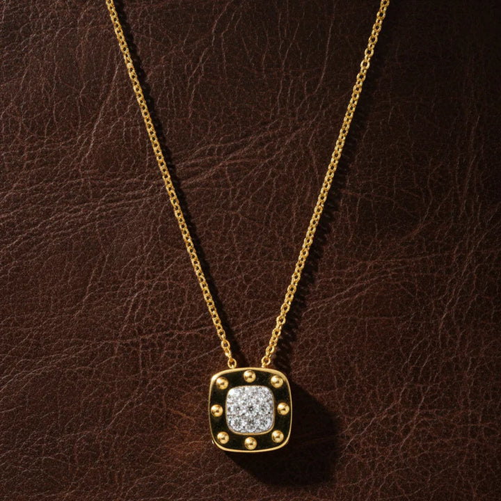 Designer Roberto Coin "Pois Moi" Diamond 18K White and Yellow Necklace