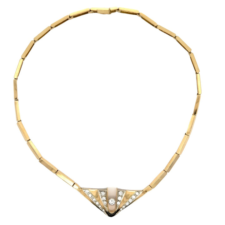Retro Circa 1940 14K Yellow Gold and Diamond Superwoman Necklace