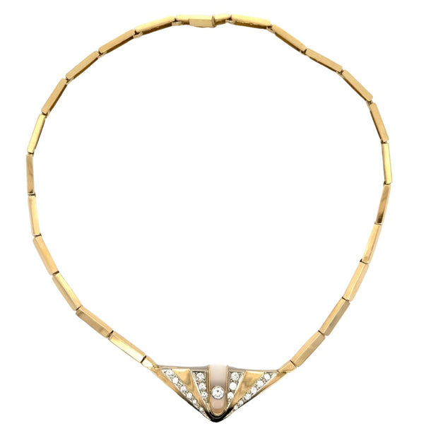 Retro Circa 1940 14K Yellow Gold and Diamond Necklace