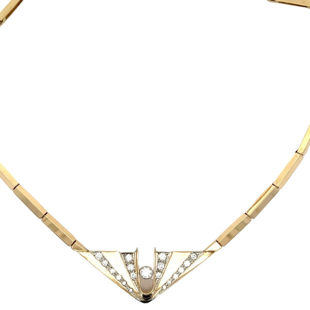 Retro Circa 1940 14K Yellow Gold and Diamond Necklace
