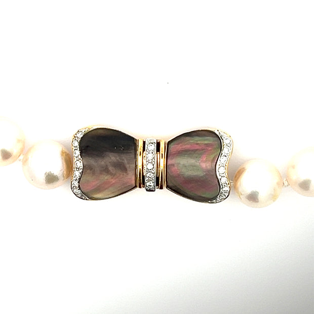 South Sea Cultured Pearl and Diamond Bow Necklace