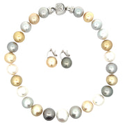 Estate Damiani South Sea Multi Color Pearl Earrings and Necklace