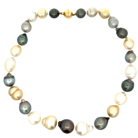 Estate Damiani South Sea Multi Color Pearl Earrings and Necklace