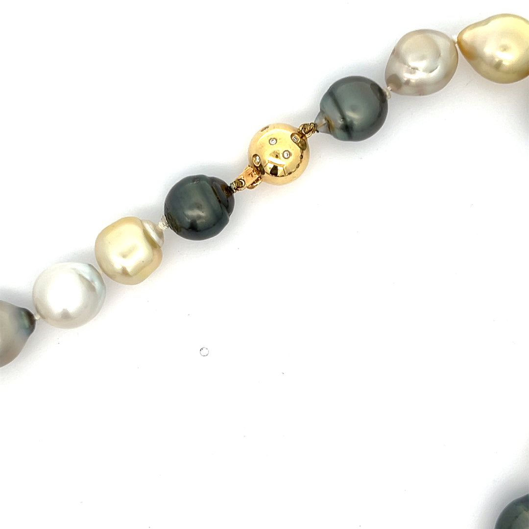 Estate Damiani South Sea Multi Color Pearl Earrings and Necklace