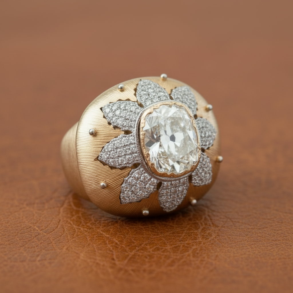 Italian Style 3.35cttw Diamond 18kt Yellow and White Gold Ring