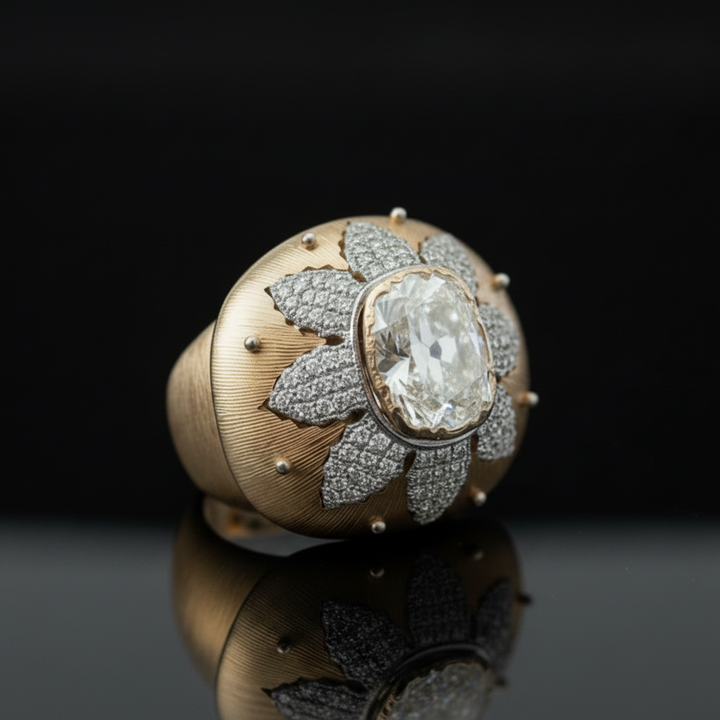 Italian Style 3.35cttw Diamond 18kt Yellow and White Gold Ring
