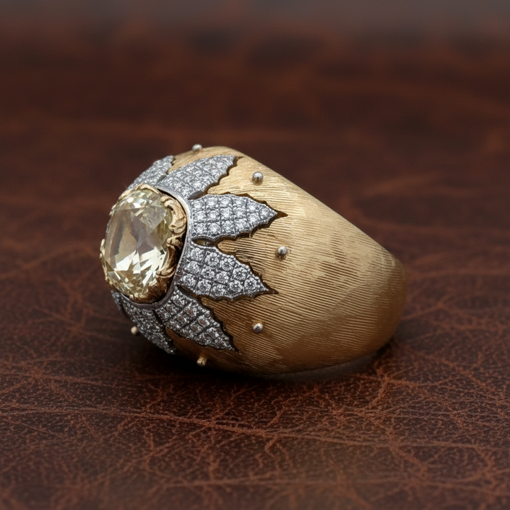 Italian Style 3.35cttw Diamond 18kt Yellow and White Gold Ring