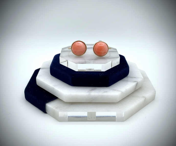 Natural Coral and 14Kt Yellow Gold Earrings