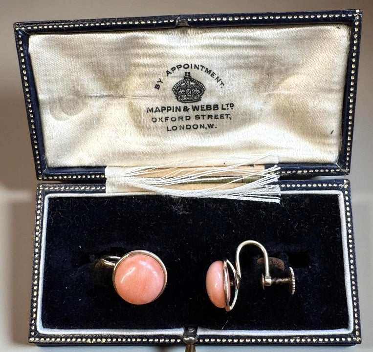 Natural Coral and 14Kt Yellow Gold Earrings