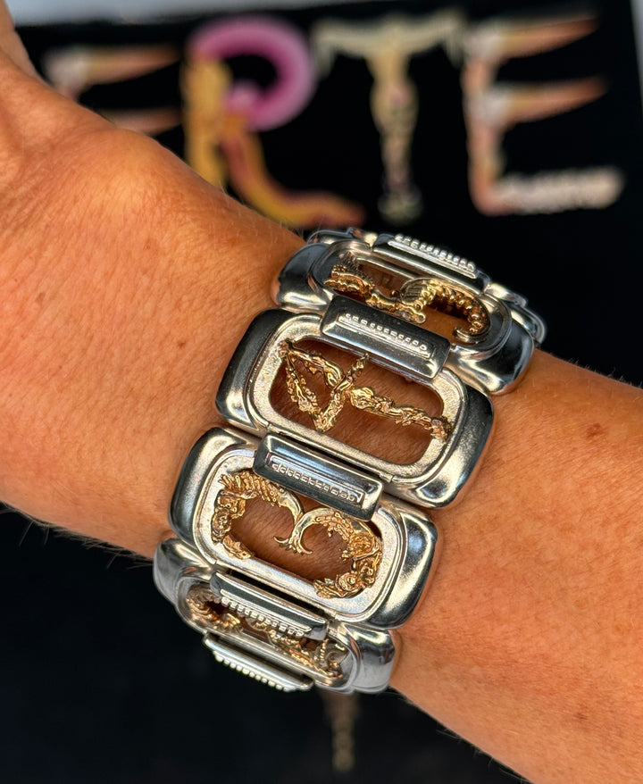 Erté "The Numerals" 14K Gold and Sterling Silver Bracelet