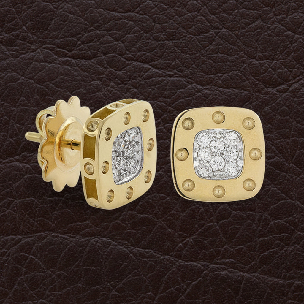 Designer Roberto Coin "Pois Moi" Diamond 18k White and Yellow Earring