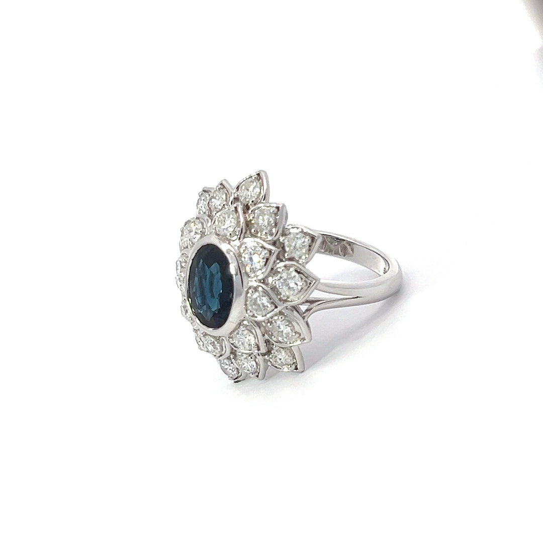 Oval Sapphire & Diamond 14K White Gold Ring