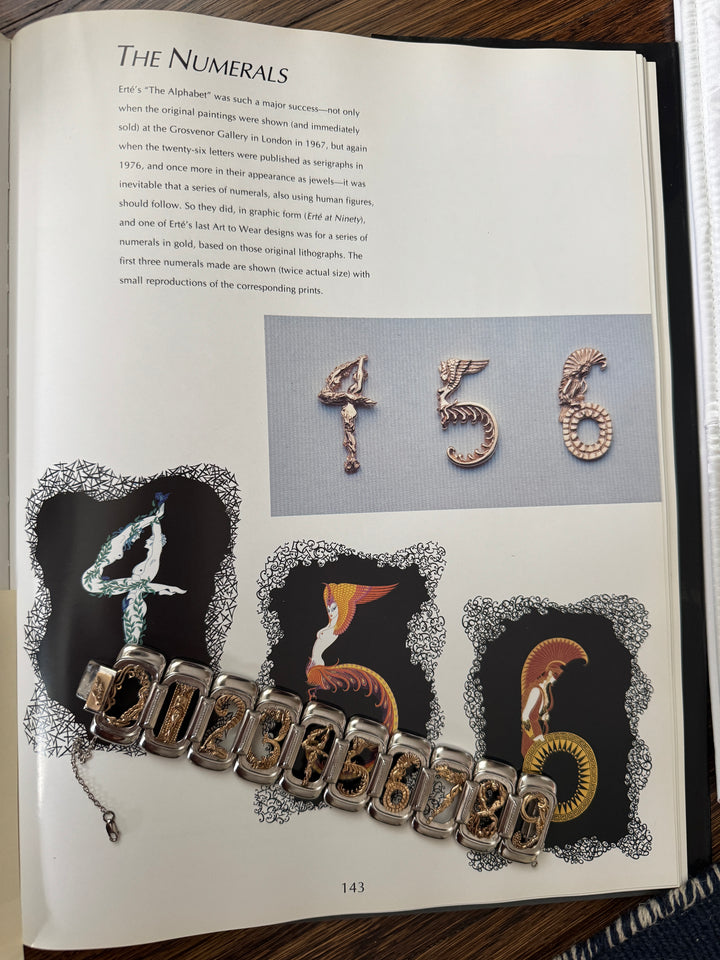 Erté "The Numerals" 14K Gold and Sterling Silver Bracelet