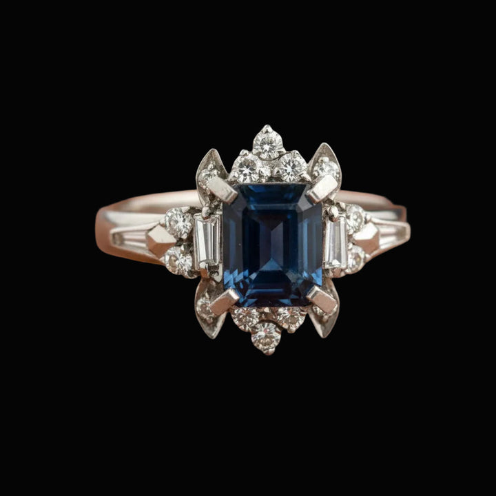 Sapphire and Diamond Platinum Ring
