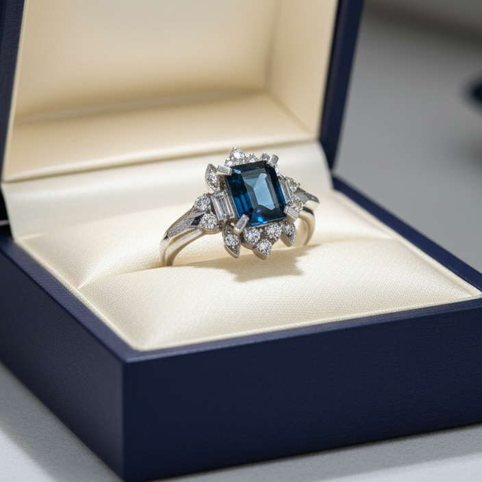 Sapphire and Diamond Platinum Ring