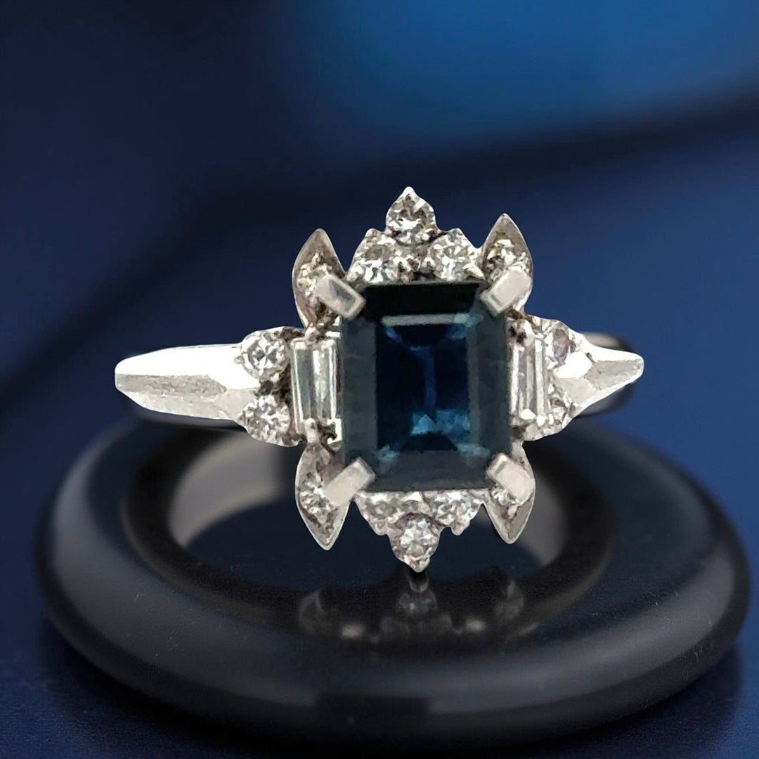 Sapphire and Diamond Platinum Ring