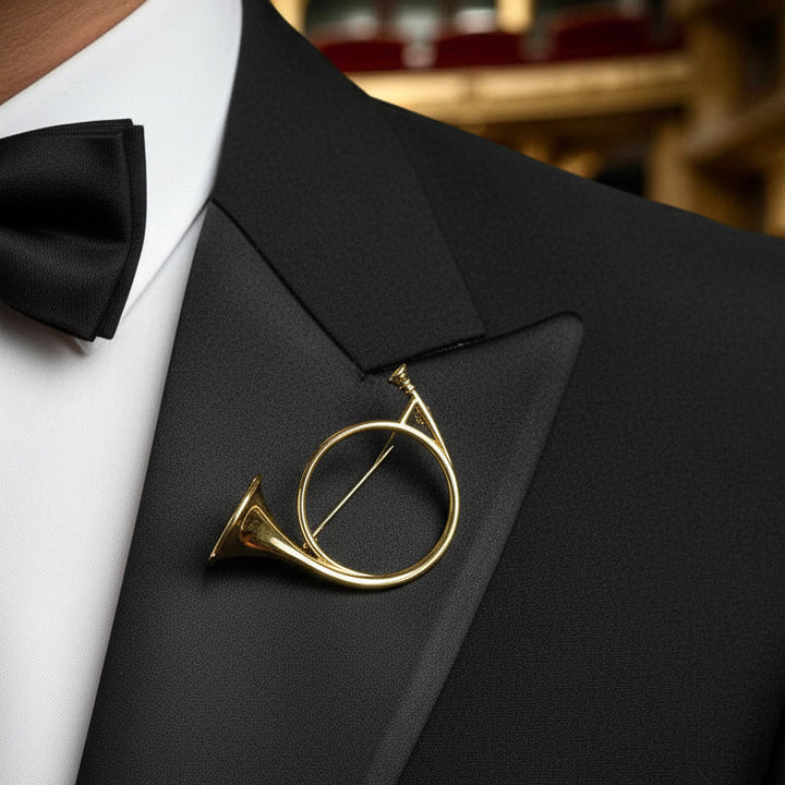 French Horn 14kt Yellow Gold Brooch