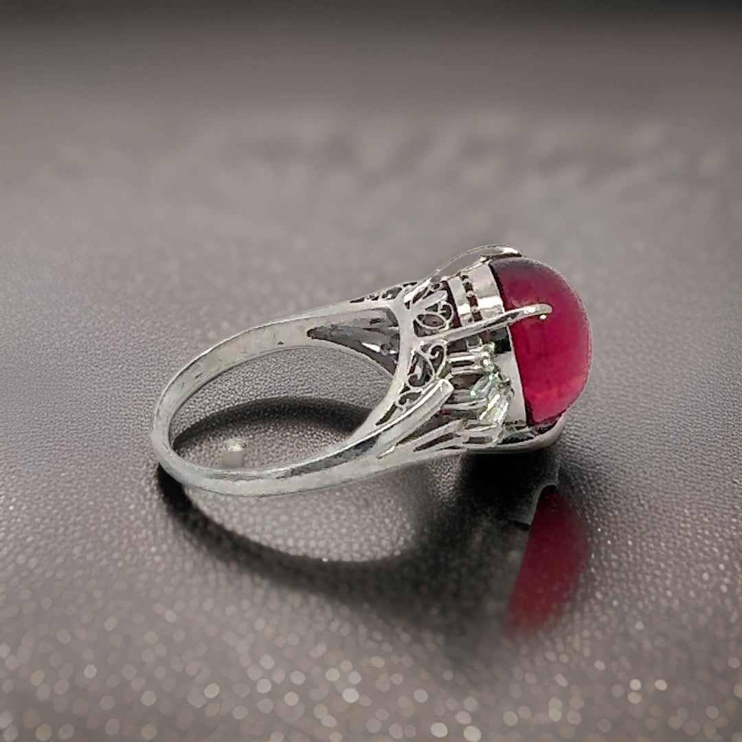 Estate Designer 7.58 ct Pink Tourmaline Diamond Platinum Ring 14988