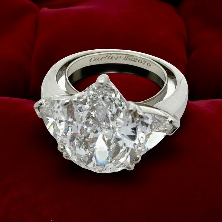 Cartier 4.07ct. Center Diamond and 1.38 cttw Side Trillion Diamond Platinum Engagement Ring (GIA Cert)
