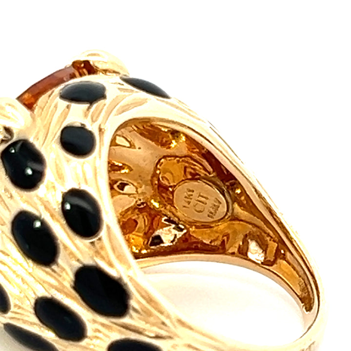 Italian Leopard Citrine and 14K Yellow Gold Cocktail Ring