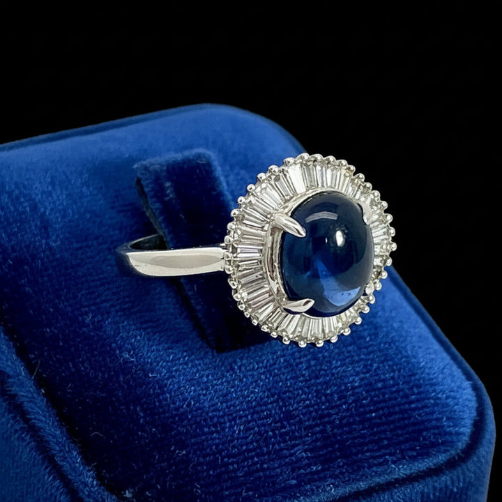 Estate 2.54 ct Fine Cab Sapphire Diamond Ring 14998